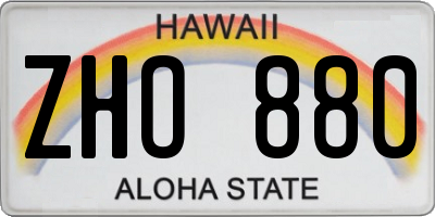 HI license plate ZHO880