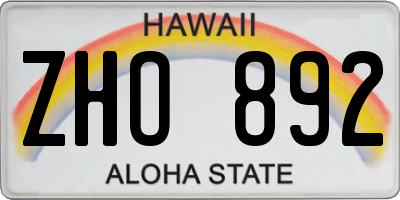 HI license plate ZHO892
