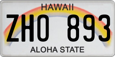 HI license plate ZHO893