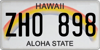 HI license plate ZHO898