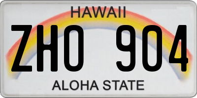 HI license plate ZHO904