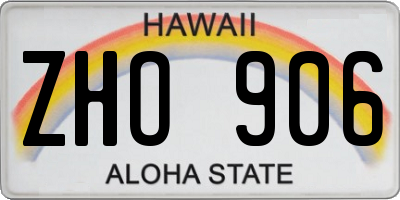 HI license plate ZHO906
