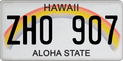 HI license plate ZHO907