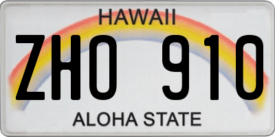 HI license plate ZHO910
