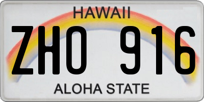 HI license plate ZHO916