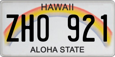 HI license plate ZHO921