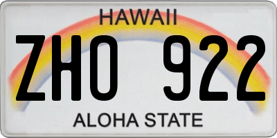 HI license plate ZHO922