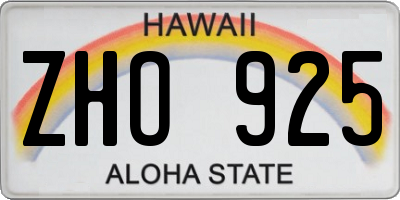 HI license plate ZHO925