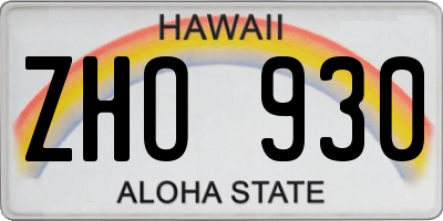 HI license plate ZHO930