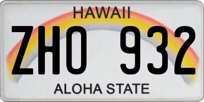HI license plate ZHO932