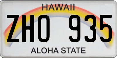 HI license plate ZHO935