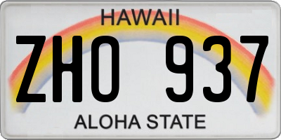 HI license plate ZHO937
