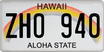 HI license plate ZHO940