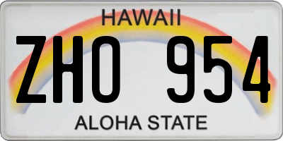 HI license plate ZHO954