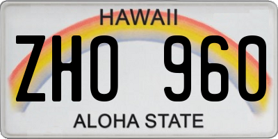 HI license plate ZHO960