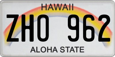 HI license plate ZHO962