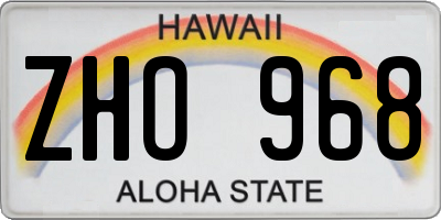 HI license plate ZHO968