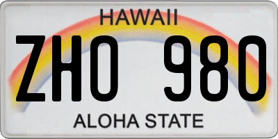 HI license plate ZHO980