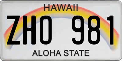 HI license plate ZHO981