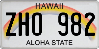 HI license plate ZHO982