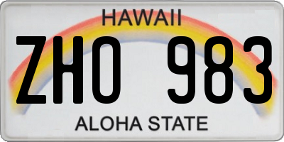 HI license plate ZHO983