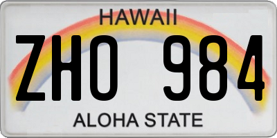 HI license plate ZHO984