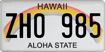 HI license plate ZHO985