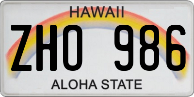 HI license plate ZHO986