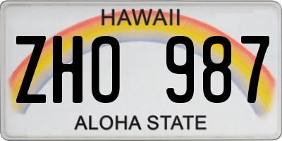 HI license plate ZHO987