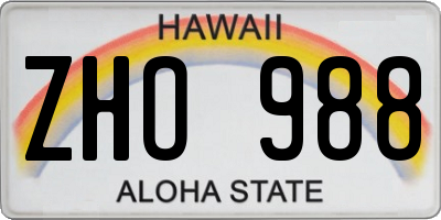 HI license plate ZHO988