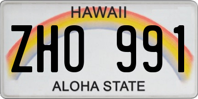 HI license plate ZHO991