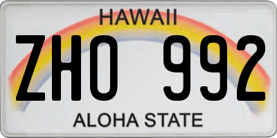 HI license plate ZHO992