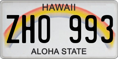 HI license plate ZHO993