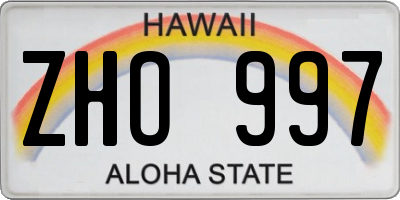 HI license plate ZHO997