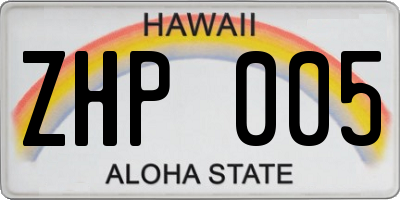HI license plate ZHP005