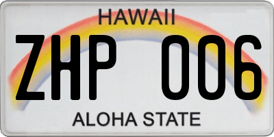 HI license plate ZHP006