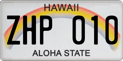 HI license plate ZHP010