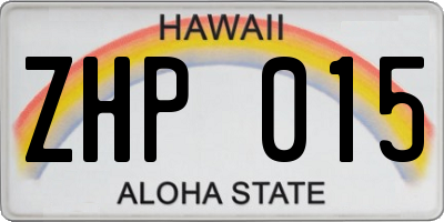 HI license plate ZHP015