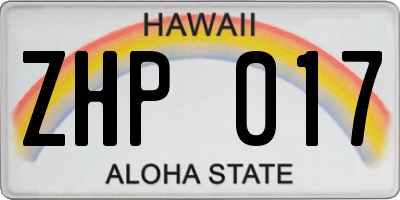 HI license plate ZHP017