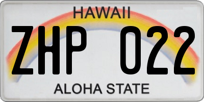 HI license plate ZHP022