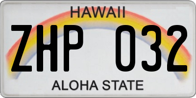 HI license plate ZHP032
