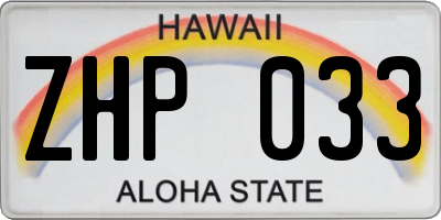 HI license plate ZHP033