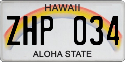HI license plate ZHP034