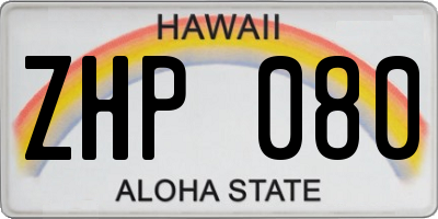 HI license plate ZHP080