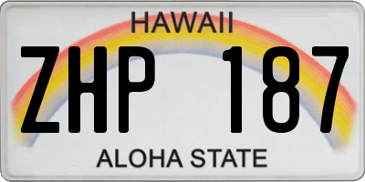HI license plate ZHP187