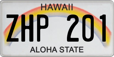 HI license plate ZHP201