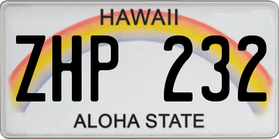 HI license plate ZHP232