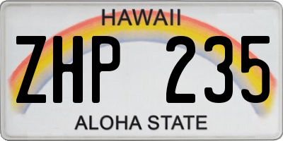 HI license plate ZHP235