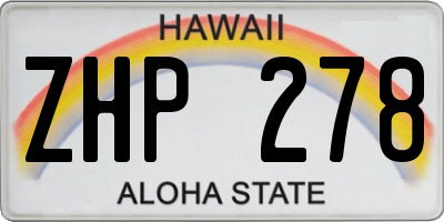 HI license plate ZHP278
