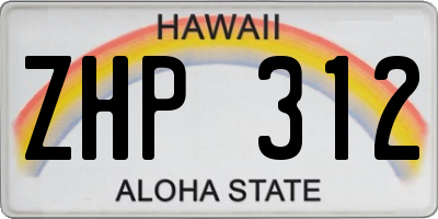 HI license plate ZHP312